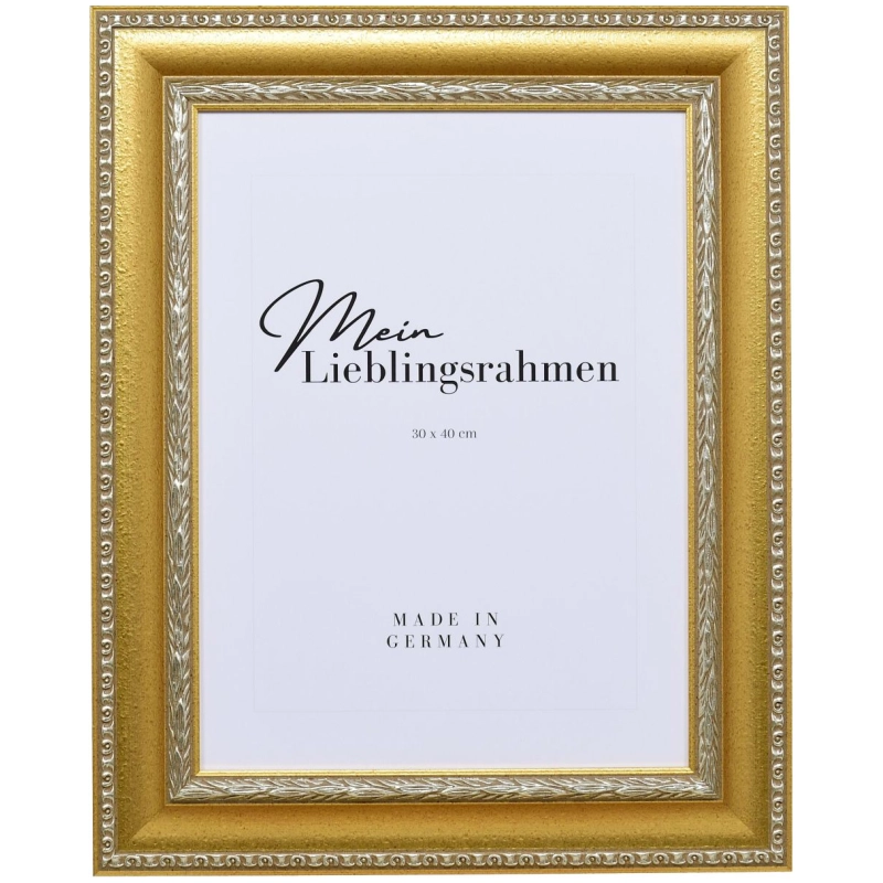 Barock Bilderrahmen Holz Olivia Gold 21x29,7 cm (A4) Kunstglas