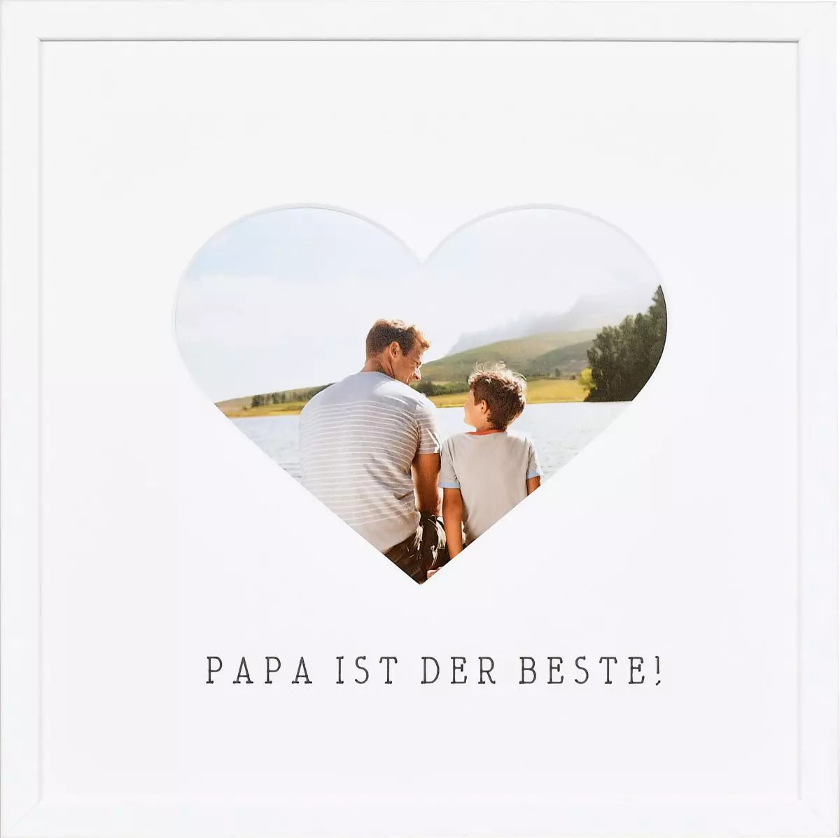 Bilderrahmen mit Herzausschnitt für Papa in der Farbe Weiss