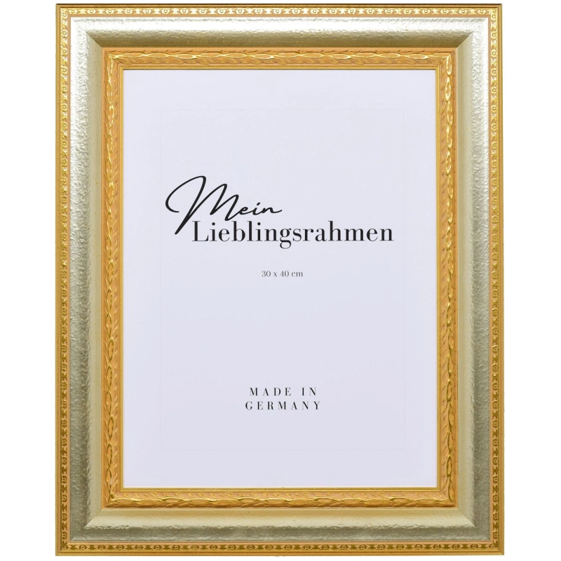 Barock Bilderrahmen Holz Olivia Silber 60x80 cm Kunstglas