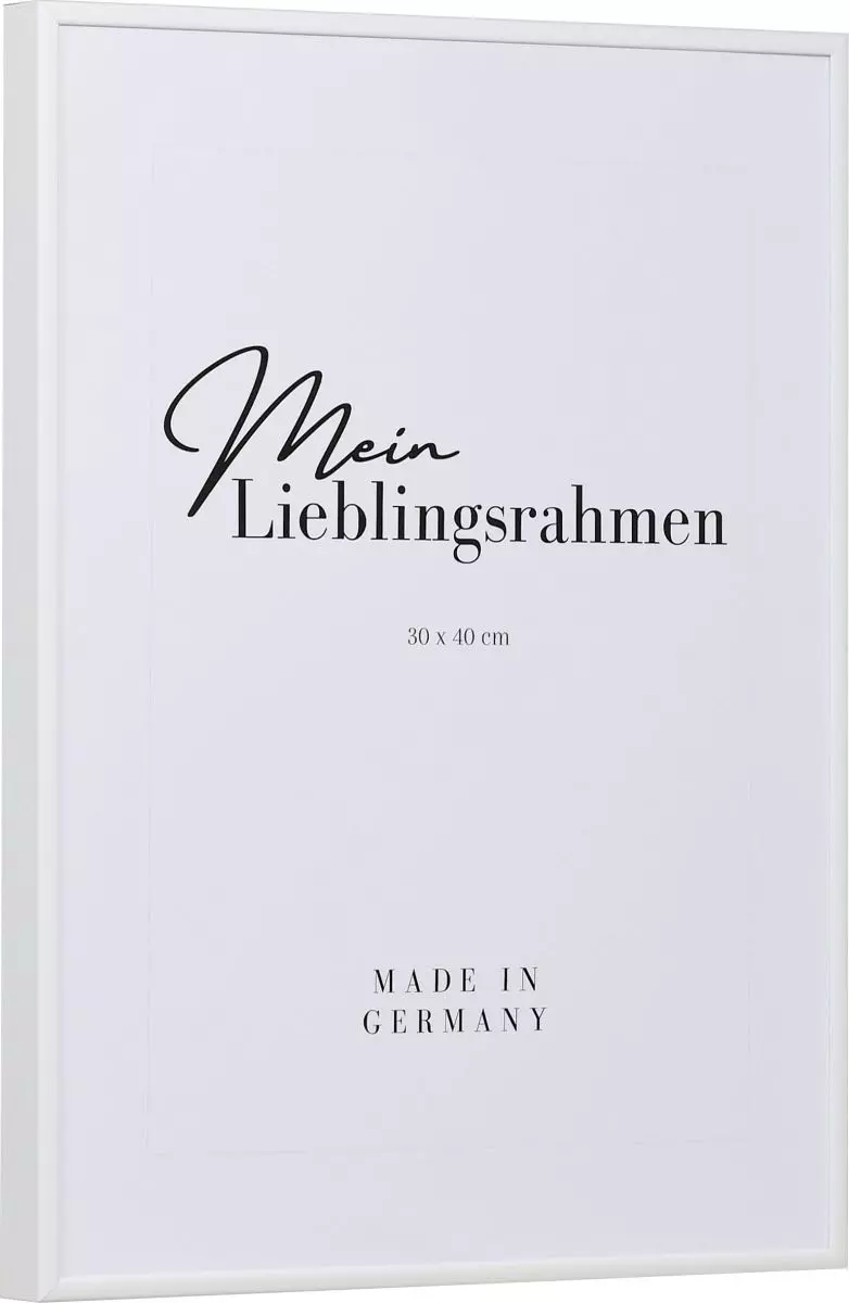 Seitenansicht eines weissen, sehr formstabilen Aluminiumrahmens mit patentiertem Eckverbindersystem 