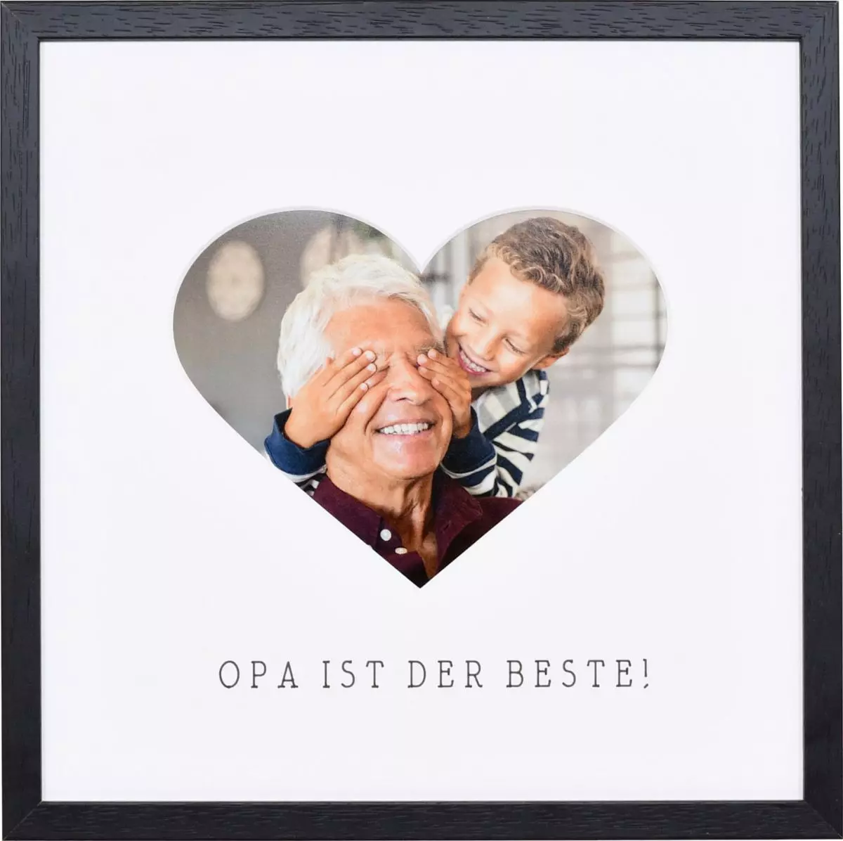 Bilderrahmen mit Herzausschnitt für Opa in der Farbe Schwarz