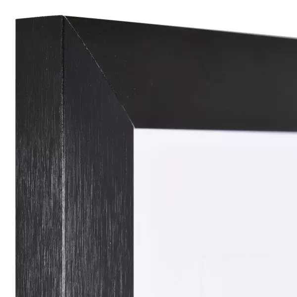 Ansicht der Ecke eines Aluminiumrahmens in der Farbe Schwarz