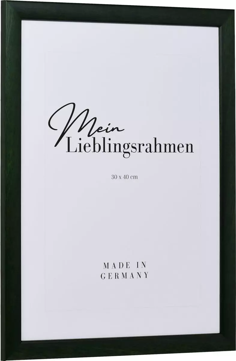 Seitenansicht eines tannengrünen Holzrahmens mit leicht abgerundeten Kanten