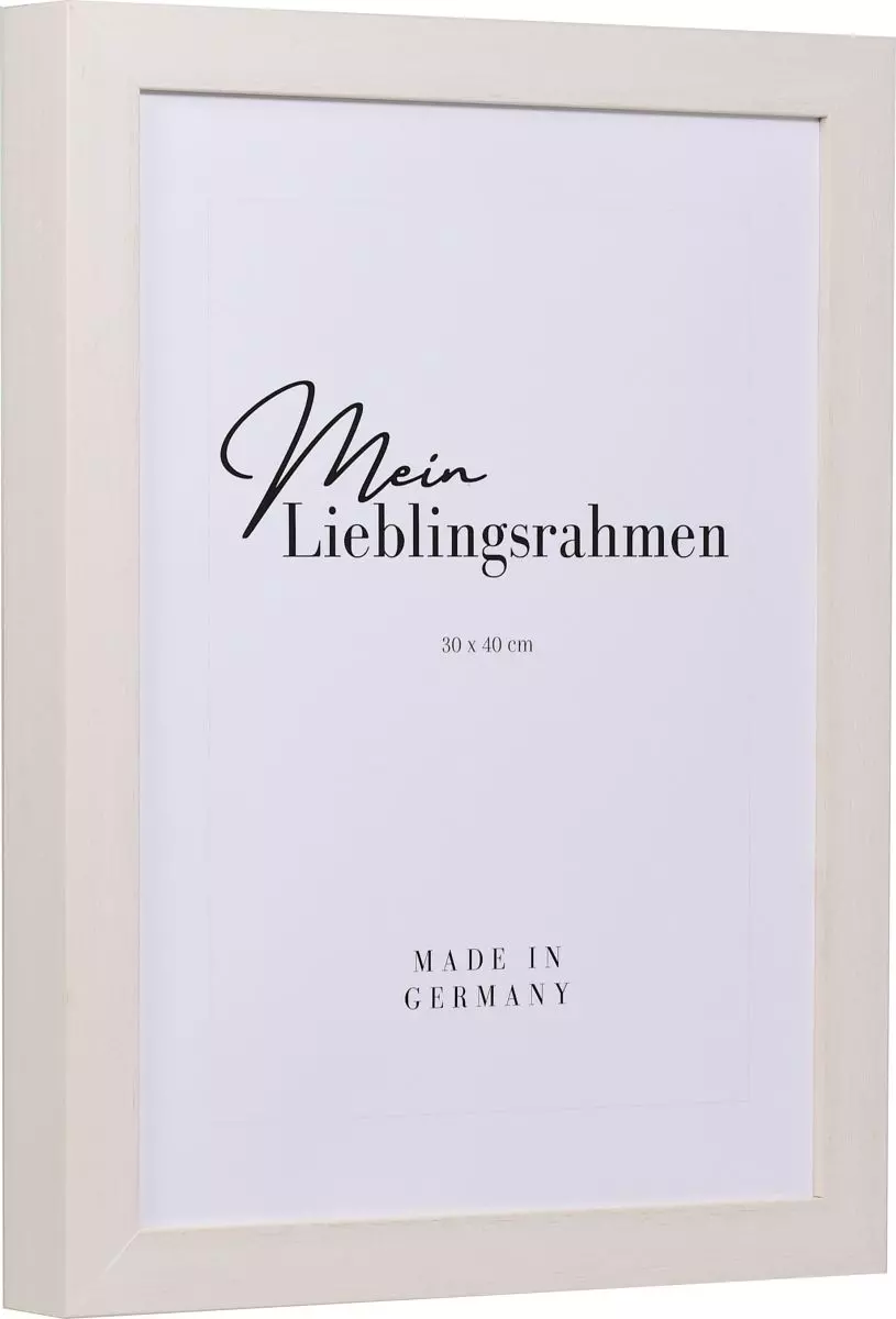 Seitenansicht eines weissen, offenporig lackierten Bilderrahmens für Leinwände